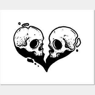 Love Heart Skulls Valentines Skulls Posters and Art